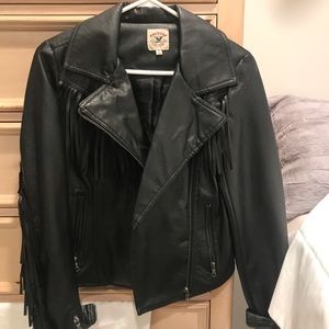 Fringe leather jacket